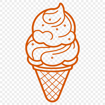 A colorful illustration of a single serving of ice cream on a cone.