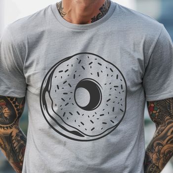 Vector illustration of a single serving donut with glaze and sprinkles.