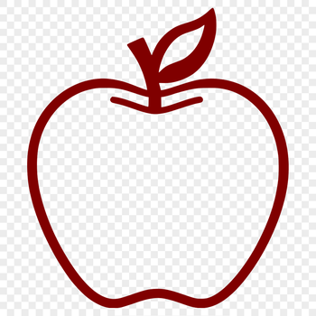A colorful illustration of a sliced apple with its seeds removed.