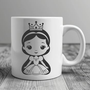 An illustration of a young female princess in regal attire, suitable for use in digital designs.