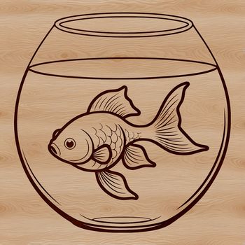 An outline vector design of a goldfish, ideal for personal or commercial use as clip art or stencil.