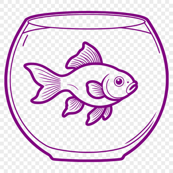 A colorful illustration of a goldfish in a fish bowl, suitable for use as clip art.