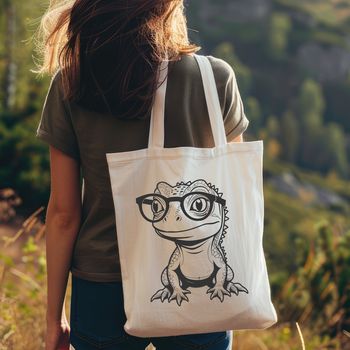 A cartoon lizard wearing glasses, depicted as a vector graphic illustration.
