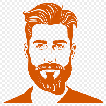 Male character with facial hair in vector format, suitable for digital design projects.