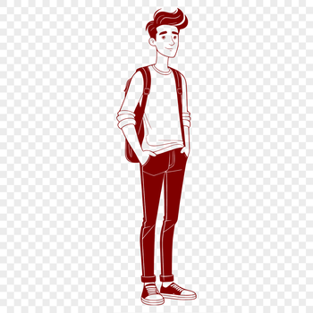 A minimalist design of a person using basic shapes and lines.