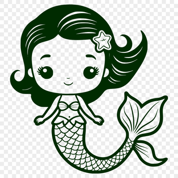 Illustration of a half-human, half-fish figure in a stylized design format suitable for digital use.