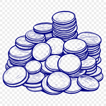A set of digital coins in various denominations, designed as a vector graphic for easy editing and customization.