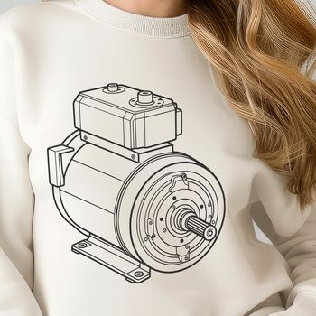 A precision-engineered vector graphic representation of a motor mechanism.