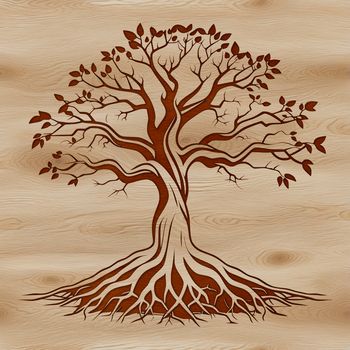 Illustration of a tree in a natural setting for vector design projects.