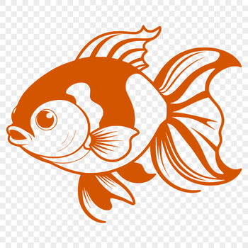 A simple illustration of a goldfish, suitable for vector design and cutting machine stencils.