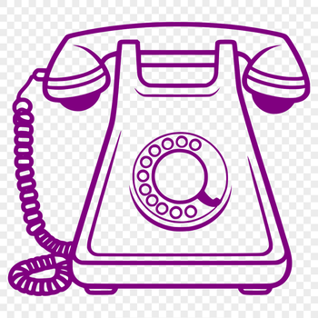 A simple telephone icon made from clean lines and basic shapes.