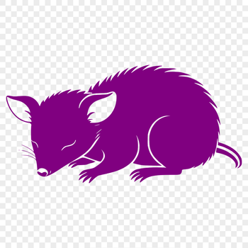 A sleeping possum in a natural habitat setting, illustrated as a vector graphic.