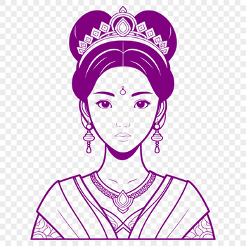 A young female character in a royal gown and crown, suitable for vector art design projects.