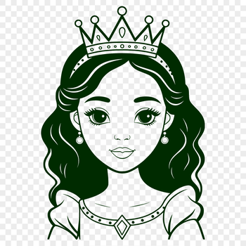 A royalty-themed illustration featuring a young female character in a princess costume.