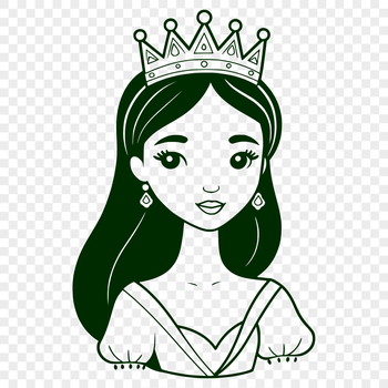 A digital princess silhouette with intricate details, suitable for various design applications.