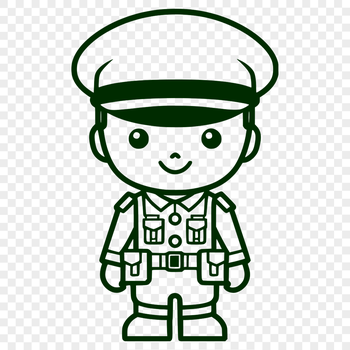 SVG illustration of a soldier in uniform, suitable for vector design and printing.