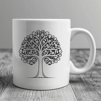 A stylized illustration of a tree with branches and leaves, suitable for digital design and cutting machine projects.