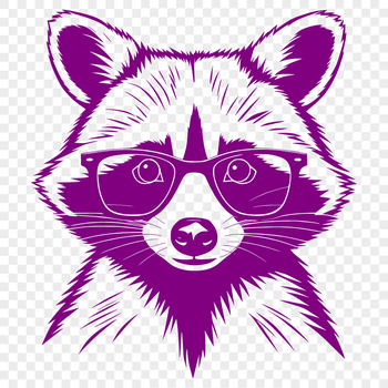 A cartoon raccoon character wearing glasses, created as a vector graphic.