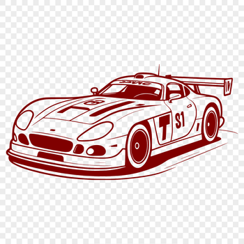 A high-speed racing vehicle with bold lines and sleek design elements.