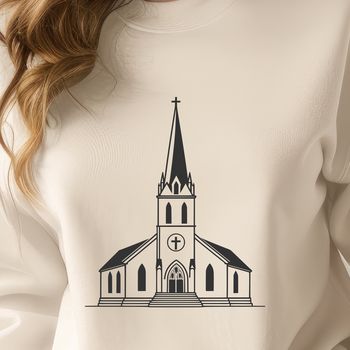 A digital illustration of a traditional Baptist church building, suitable for various uses.