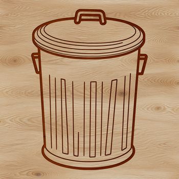 A stylized illustration of a trash can with a lid, ideal for clip art and vector design.