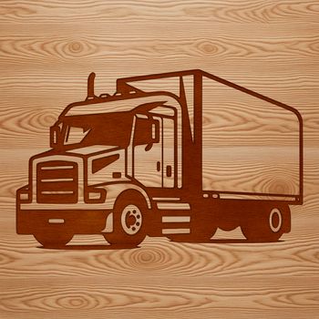 A detailed illustration of a semi truck with bold lines and precise features.