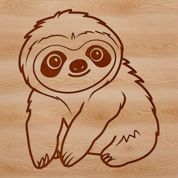 A simple line drawing of a sloth, suitable for vector design and cutting machine projects.