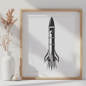 A futuristic spaceship in mid-flight through a starry galaxy.