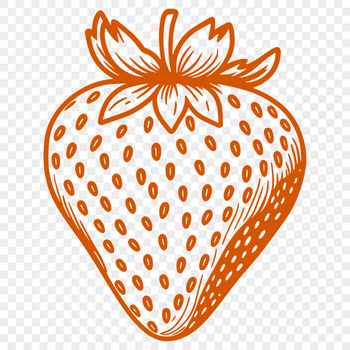 A 2D illustration of a strawberry, suitable for digital design projects.