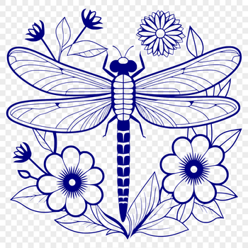 A detailed illustration of a dragonfly with intricate details, suitable for vector art and design projects.