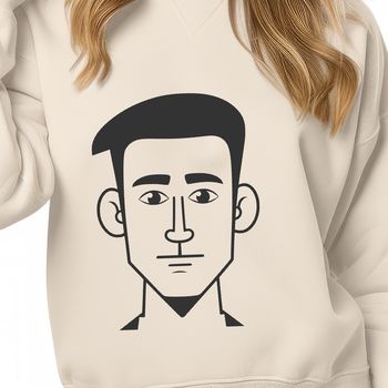 A digital illustration of an adult male figure in outline form.