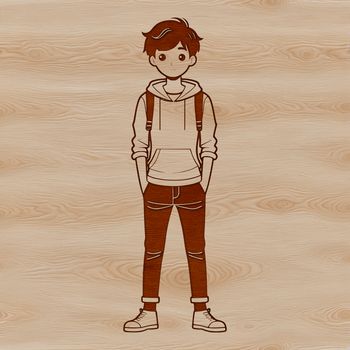 A digital illustration of a male figure in a neutral pose, suitable for graphic design.