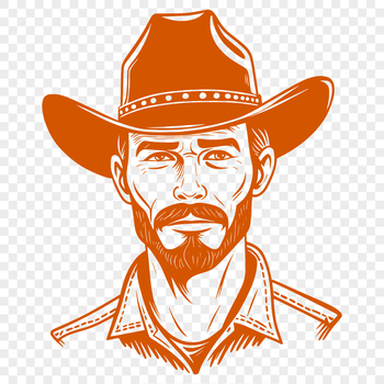 A digital illustration of a cowboy figure, suitable for cutting and crafting with a Cricut or laser cutter.