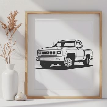 Vector illustration of a pickup truck, suitable for digital designs and crafts.