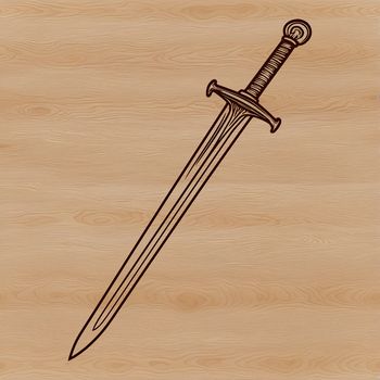 An abstract vector art representation of a sword with sharp edges and pointed tip.