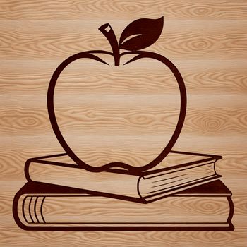 A digital illustration of an open Apple Book on a teacher's desk, emphasizing education and learning.