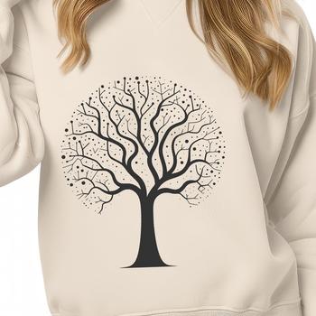 A stylized illustration of a tree with intricate details, suitable for vector graphics projects.