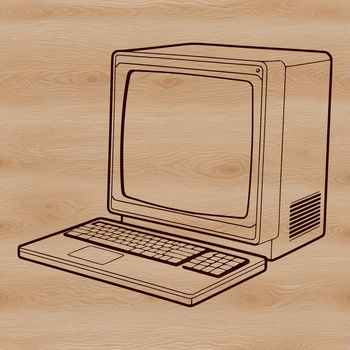 An abstract vector representation of a standard desktop computer hardware setup.