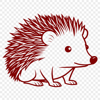 A stylized illustration of a hedgehog with a simple design.