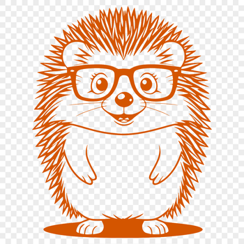 A detailed illustration of a hedgehog wearing glasses in a vector design.
