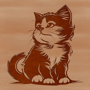 A small, adorable cat sitting on the ground, depicted as a vector graphic.