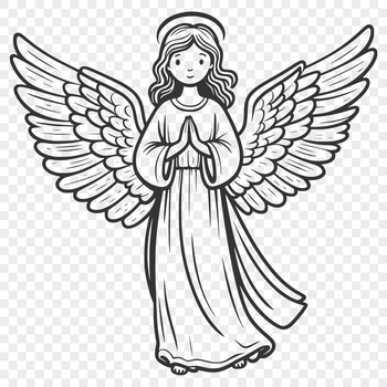 A high-quality graphic design of an angel with wings, created using scalable vector graphics (SVG).