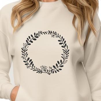 A floral patterned wreath design made from interconnected elements, ideal for cutting machines and laser cutters.