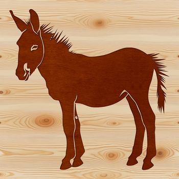 A cartoon donkey standing in profile with simple lines and shapes.