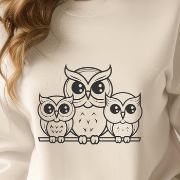 A full-body illustration of a cute owl with feathers and beak details.