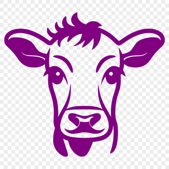 A detailed illustration of a cow's head, suitable for vector graphics and digital design.