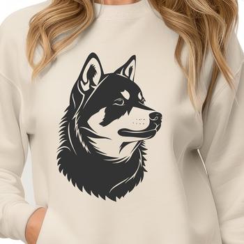 A Japanese breed dog with distinctive fox-like features, depicted in a stylized vector format.