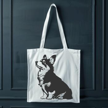 A illustration of a sitting Welsh Corgi dog in full body pose, suitable for vector design.