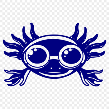An axolotl's head is the central subject of this vector design.