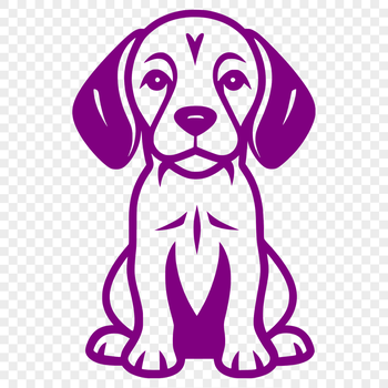 A simple line drawing of a Beagle sitting on its haunches, suitable for vector art and design.